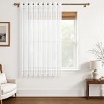 MRTREES Curtains with Eyelets, Extra Wide Curtain, White, Transparent, 1 Piece, 175 cm Long, 300 cm Wide, Eyelet Curtain, Transparent Curtain for Bedroom, Living Room, Large Windows