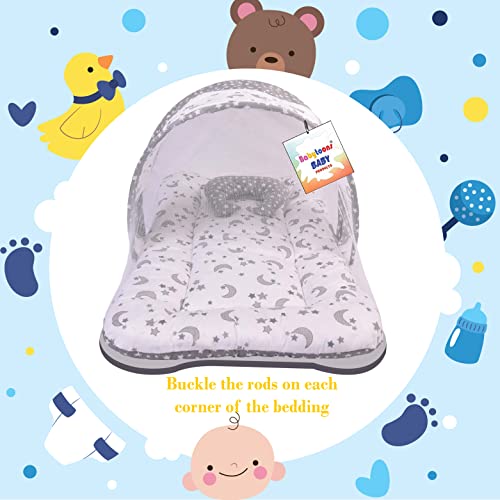 Babytoons-Baby-Bedding-for-New-Born-Mattress-with-Mosquito-Net-Sleeping-Bag-Baby-Nest-Bed-0-6-Months-Grey
