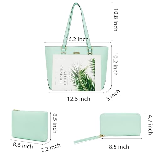 Image of Qiyuer Versatile Daily Purses with RFID Wallet for Women Tote Handbag Set | 3PCS, Fits 13 inch Tablet, Sturdy Vegan PU, Spacious, Work Use, Shoulder Satchel, Large Clutch Wallet, Makeup Bag, Ideal Gift