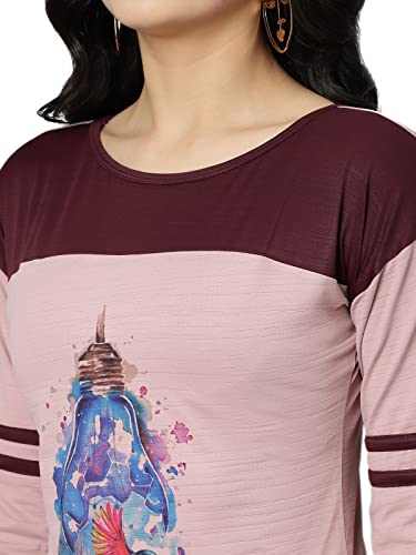Image of OM SAI LATEST CREATION Women's New 3D Printed Lycra 3 /4 Sleeve Regular Fit Office wear,Casual wear Western Top