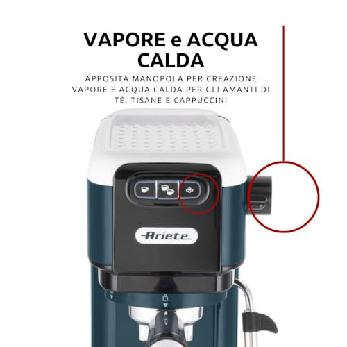 Image of Ariete 1399 Espresso Coffee Machine by Delonghi| Espresso, Cappuccino, Latte & More Recipe Options| Coffee Maker Machine for Home | 15 Bar Pressure, 1300 W| Espresso machines| 2-Years warranty (White)