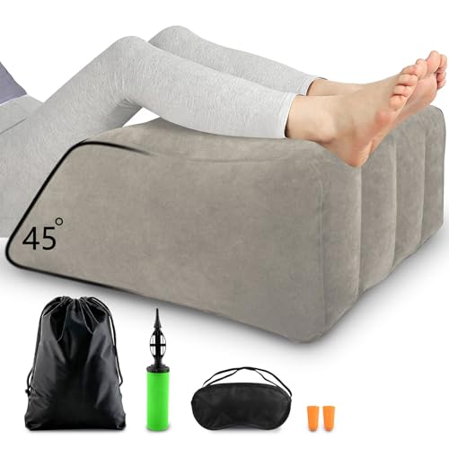 PLCatis Coussin Surélévateur Jambes Gonflable Oreiller de Jambe Veineux Coussin Incliné pour Relever Les Jambes au Lit Repos et Détente - Gris
