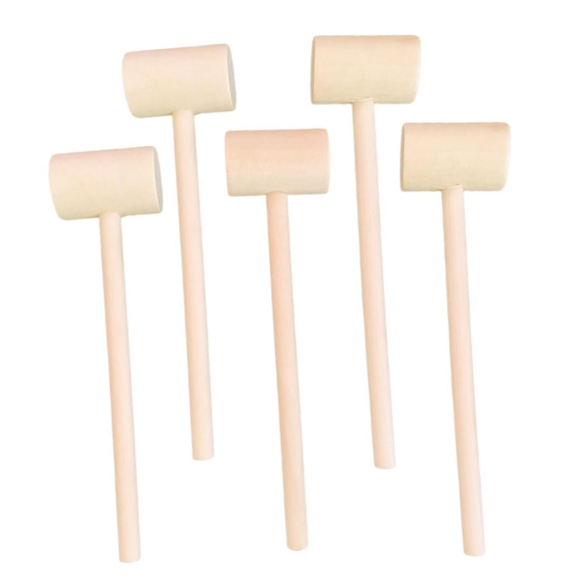 Bemonew Lobster Mallet Crab Mallet Mini Wooden Hammer Seafood Cracker Kids Toy Craft Tool Flat Head 5PCS
