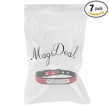 GIANTE Adjustable PU Leather Pet Dog Cat Collar Neck Strap XXS Red+Black