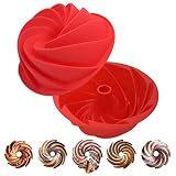 YIXIValley 2PCs Set 9.5 Inch Bunte Cake Pan, Red Silicone Fluted Para Gelatinas Cake Mold, Nonstick