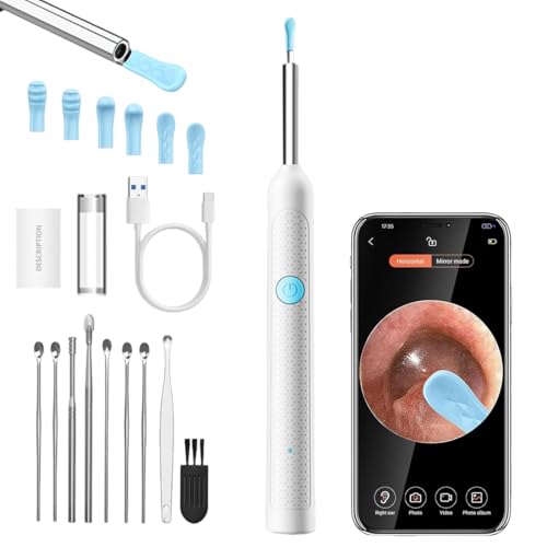 Tomdesk Limpiador de oídos con cámara, otoscopio digital, eliminación de cerumen con cámara, endoscopio impermeable 1080P con 7 luces LED, limpieza de oídos para adultos para iPhone, iPad y Android(B)