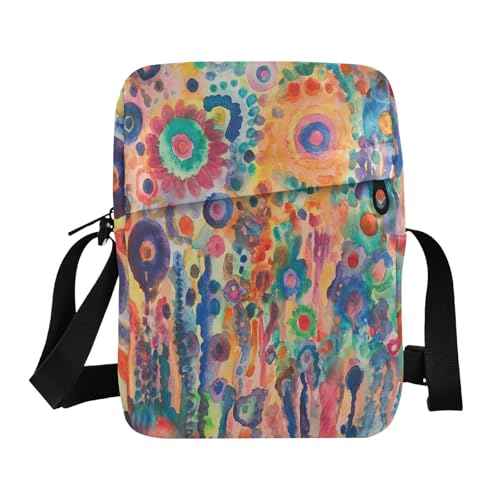 small messenger bag for women Crossbody Bags For Women Woman Shoulder Handbags Adjustable Strap for outdoor sports outdoor sports- Psychedelic Flowers