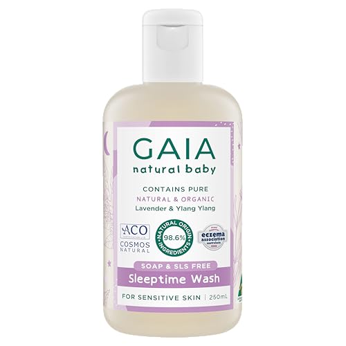 GAIA Natural Baby Sleeptime Wash | Certified Natural | Suitable for Newborns | Sensitive Skin formula | organic Lavender | organic Chamomile | Soap & SLS Free | Perfume Free | Australian Made | 250mL