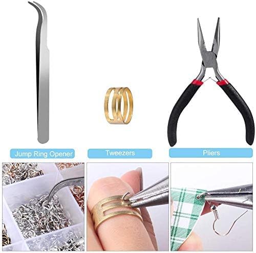 Queta 2490 Pieces Earring Hooks Earring Making Kit with Pliers and Tweezers for Jewellery Making and Repair 6 Colours - Image 4