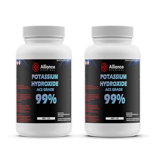 Potassium Hydroxide Flakes ACS Grade - 4 lbs (2 Pack) - Premium Alkali for Chemical Synthesis, Analytical Testing