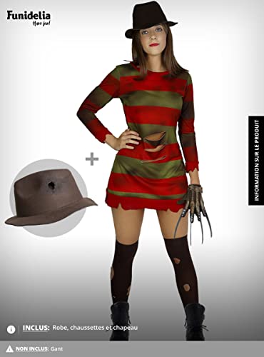Funidelia | Disfraz de Freddy Krueger con sombrero - Pesadilla en Elm Street para mujer ▶ Disfraz para adultos y divertidos accesorios para Fiestas, Carnaval y Halloween - Rojo 2 Funidelia | Disfraz de Freddy Krueger con sombrero - Pesadilla en Elm Street para mujer ▶ Disfraz para adultos y divertidos accesorios para Fiestas, Carnaval y Halloween - Rojo - Imagen 3