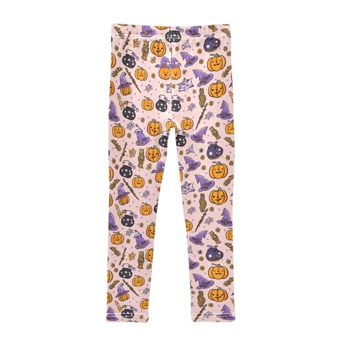 senya Girls Printed Leggings Yoga Pants Purple Pumpkin Magic Hat Magic Potion Pattern for Kids in 4t to 10 Years, 4T2