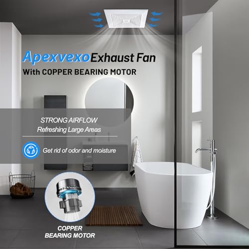 Ventilador de extracción para baño de techo, 10 pulgadas, corriente continua, 110 CFM, 1.0 sones, silencioso | Ajusta ducto de 4 pulgadas y panel de 12 pulgadas. Ventilador de alta eficiencia para hogar, cocina y oficina. miniatura 2