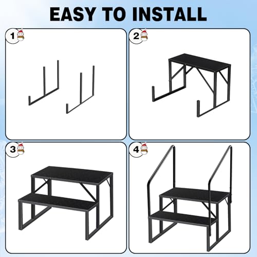 Escalera de 2 peldaños resistente con pasamanos para uso exterior miniatura 2