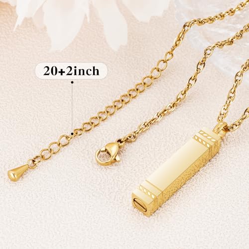 XIUDA Cremation Urn Necklace for Ashes Bar Cremation Jewelry Stainless Steel Ash Necklace Memorial Keepsake Pendant for Men Women3