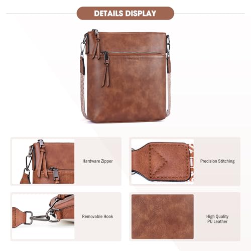 Roulens Trendy Crossbody Bag for Women,Lightweight Medium Crossbody Purse Soft Leather Women's Shoulder Handbags with Adjustable Wide Strap - Image 5
