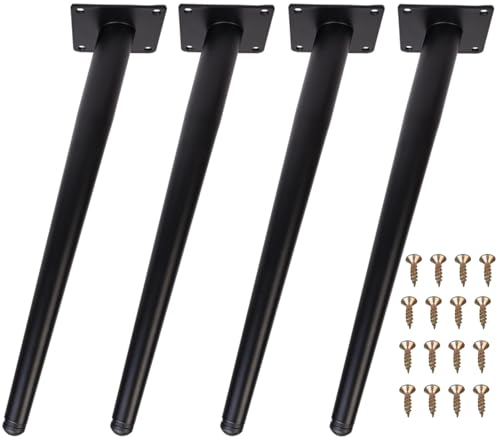 Zllzpzd 72 cm Patas de Mesa de Metal Negro,4 Piezas Patas inclinadas para Muebles,Patas de Mesa de Metal,Patas cónicas para Muebles,Base de sofá,para mesas,sofás,Muebles de TV,sillas,alacenas