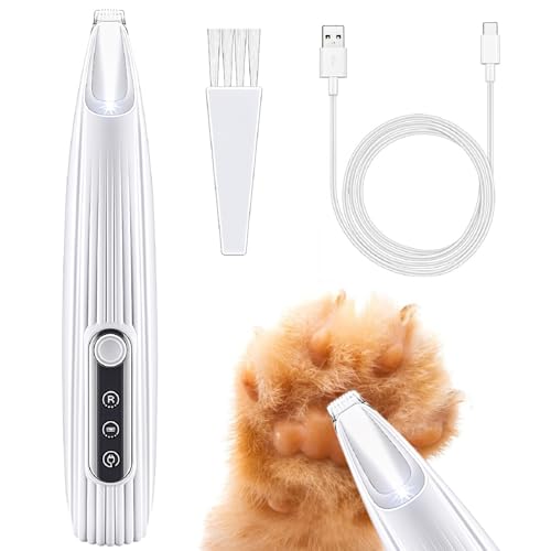 Silenzioso Tagliapeli per Zampe Impermeabile,Tosatrice per Elettrico Rasoio Tosatrice con Luce LED,Tagliapeli Ricaricabile per Animali Domestici per Cani Gatti Zampa,Orecchio,Occhio,Viso