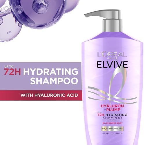 L'Oreal Paris Elvive Hyaluron Plump Hydrating Shampoo for Dehydrated, Dry Hair Infused with Hyaluronic Acid Care Complex, Paraben-Free, 26.5 Fl Oz - Image 3