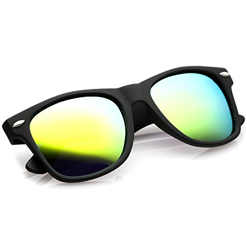 Image of zeroUV - Classic Colored Mirror Lens Square Horn Rimmed Sunglasses for Men Women
