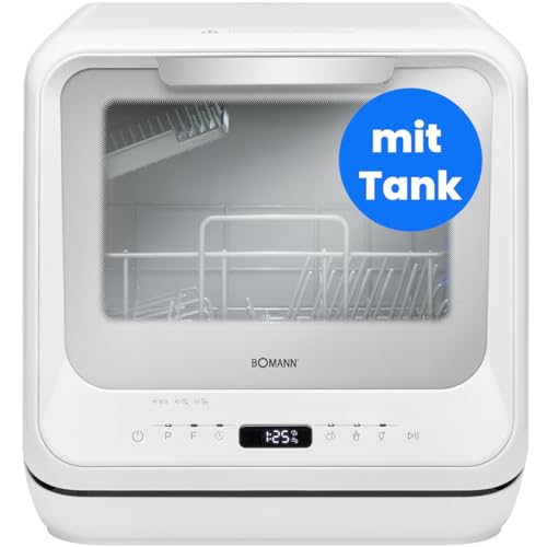 Bomann Tischgeschirrspüler mit Tank | mit und ohne Wasseranschluss nutzbar | Mini Geschirrspüler leise | 36-70°C | 6 Programme | 42cm breit | Camping Spülmaschine | Mini Spülmaschine | TSG 5704