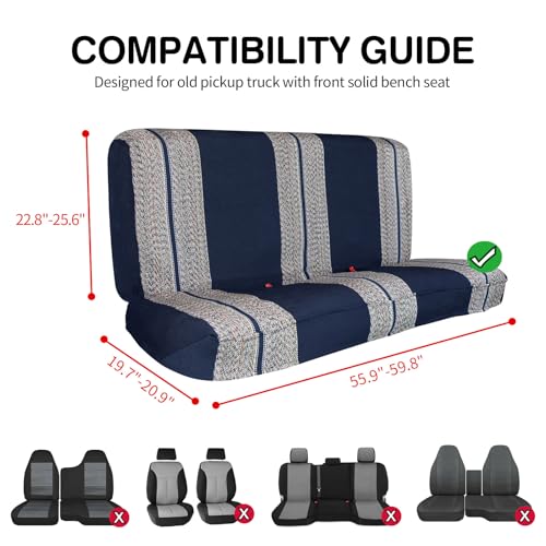 Image of Leader Accessories Saddle Blanket Full Size Truck Bench Seat Cover, Blue | Solid Bench Seat Cover for Pickup SUVs, Heavy-Duty Woven Fabric Protect Dirt, Stains, Universal Fits Ford, Chevrolet, Dodge