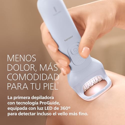 Miniatura 3 de Philips Depiladora Serie 8000 - Depiladora eléctrica inalámbrica, uso en seco y en mojado, para piernas y cuerpo, con tecnología ProGuide, 5 accesorios, 60 minutos de autonomía, modelo BRE709/00