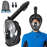 GRHONC シュノーケルマスク 子供用 女性 フルフェイス 180°広角視野 曇り止め 自由に呼吸可能 浸水防止 カメラ取付可能 (ブラック, S/M)