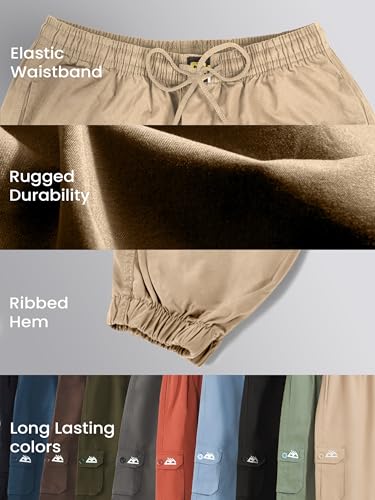 Image of Beyoung Cotton Solid Elastic with Drawstring Cargo Joggers for Men | Regular Fit | 2 Spacious Pockets | Smooth Texture