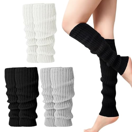 XUZOPIM 3 Paires Jambières Tricotées Pour Femmes Et Filles, Chaussettes Longues Tendance Pour Femme, Genouillères Chaudes Pour Bottes D'Hiver, Jambières Au Crochet...