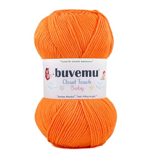 Image of Cloud Touch Baby - DK Weight Soft Anti-Pilling Yarn for Baby Clothes, Blankets & Amigurumi Crochet & Knitting, 90% Acrylic 10% Viscose derived from Bamboo, 3.53 Oz / 262 Yards (Orange, 1 Pack)