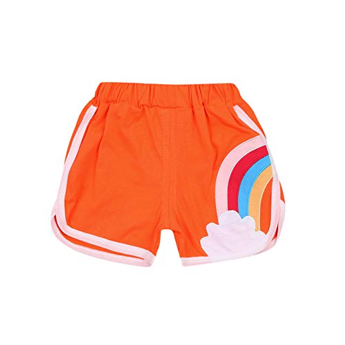 Toddler Kid Baby Boy Girl Shorts Elastic Waist Rainbow Bottoms Shorts Active Sportswear Beach Children Summer Clothes (Orange, 5-6 Years)