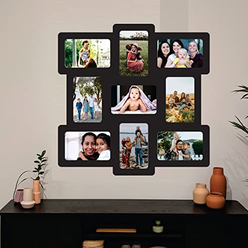 Image of Creative Arts n Frames One Piece Joint less Wooden Multi Picture Collage Photo Frame Home Decor Items Wall Decoration for living room Gift (Same9 18x18 inch 9 Photos Picture Frame)