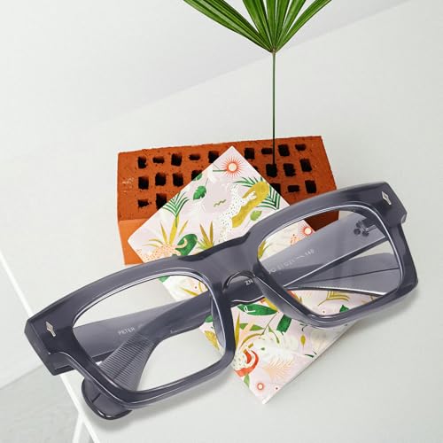 Image of Peter Jones I Zero Power Blue Cut Computer Glasses I Retro Square Shape I Gaming Glasses I UV Protected & Blocks Harmful Rays I Men & Women I Large Square 3804