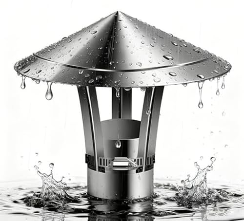 Adjustable 5.9" Chimney Cap with Metal Strips - Easy Assembly Fireplace Rain Cap for Wood Stoves, Villa Houses, Factory Attics & Farms - Durable Silver Finish