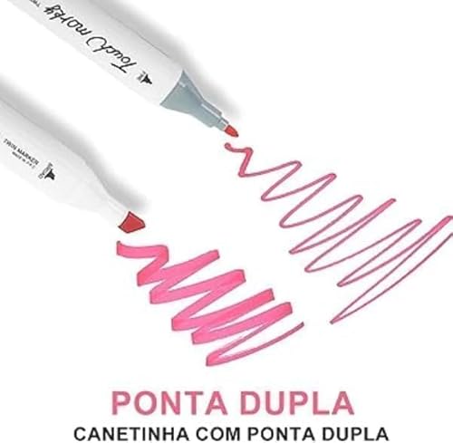 Marcador Canetinhas Pontas Duplas Profissional Permanente 60 Peças Cores Variadas Hidrográfica Ponta