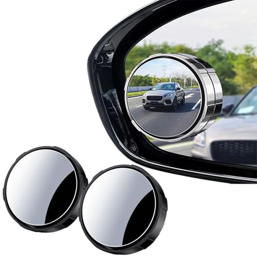 2-Pack Blind Spot Mirror, Round Convex Car Side Mirror, 360-Degree Adjustable Wide Angle Rearview with HD Glass, Suction cup design (Black)