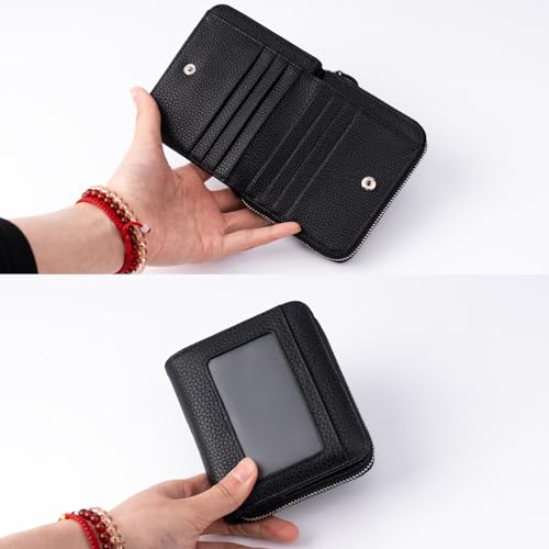 Image of XINNSTAR Genuine Small Wallet for Women, Slim RFID Blocking Credit Card Holder with ID Window, Compact Purses for Women with 11 Card Slots