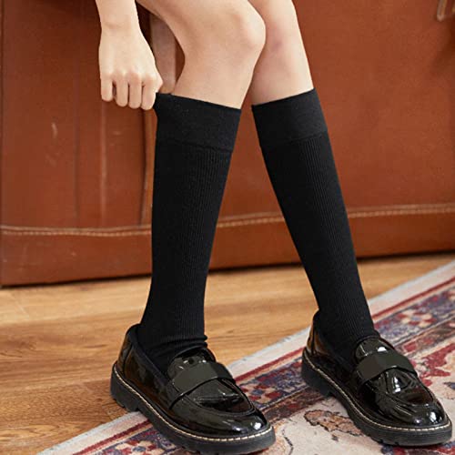Non Slip Socks Boys Kids Child Knitted Soccer Socks Knee High Tube Socks Toddler Girls Uniforms Socks (Black, 0-3 Years)3