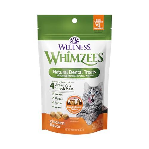 Image of Wellness WHIMZEES Cat Dental Treats, Freshens Breath, Chicken Flavor, 2 oz Bag