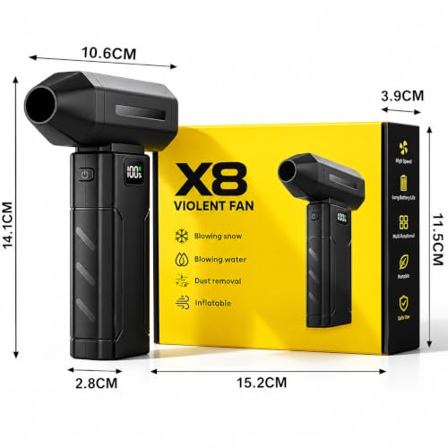 Image of X8 Turbo Jet Air Blower, 100,000 RPM High-Speed Brushless Motor Electric Air Duster, 5-Speed Cordless Mini Blower with LED Light & Digital Display for Car, PC Cleaning, Camping & Outdoor Use