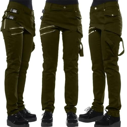 Gothic Pencil Pants Zipper Pocket Rivet Punk Women's Pants Hip hop Dance Style Solid Color Casual Pants Street4
