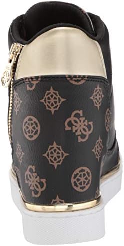 GUESS Women's Figz Sneaker, Black/Brown/Platino, 7 | Image 2