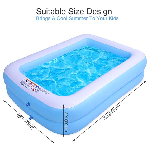 Inflatable Swimming Pool 79" X 59" X 20" Full-Sized Blue Blow Up Pools For Kids & Adults Family Outdoor Garden Backyard Ideal For Outdoor, Garden, Backyard And Summer Water Parties,Ball Pit #TOP1