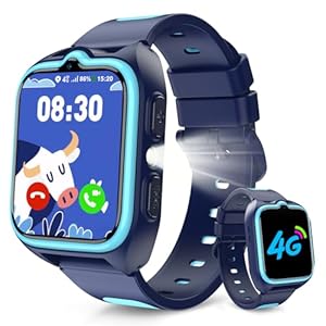 Baolubao Smartwatch Kinder mit SIM-Kartensteckplatz & Unterstützt 4G, LBS+WLAN+GPS-Tracker, Taschenlampe, SOS Notruf, Schulmodus, Telefonanruf, Sprachchat, IP67, Kinderuhr für 5-12 Junge und Mädchen