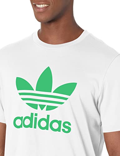adidas Originals Camiseta masculina com trevo Adicolor, Branco/Semi gritando verde, 18