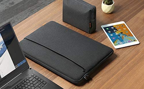 Image of Dynotrek Protector 14 inch Laptop Sleeve Bag, with Charger Pouch Computer Cover Accessories Pocket, Portable Laptop Case Compatible for MacBook Air /Pro, Dell, HP, Acer, Asus, Lenovo -Charcoal Black