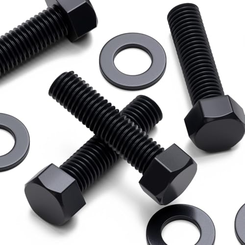 Image of 20x Black Nylon PA66 Hex Head Plastic Bolts, Nuts & Washers, M10 x 40 mm, Fastener, (25 /64 x 1 37 /64 in)