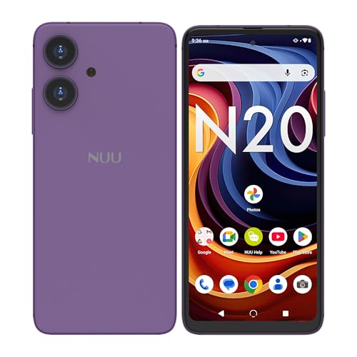 NUU N20 Basic Cell Phone | 6GB RAM + (6GB Extended RAM) | 128GB Storage | 6.6' 90Hz Display | Dual...