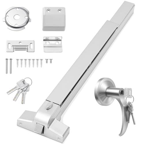 Zonon Commercial Push Bar Panic Exit Device 31 Heavy Duty Powder Coated Steel Emergency Exit Door Hardware with Exterior Lever and 3 Keys for 30-36 Metal Wood Door Silver